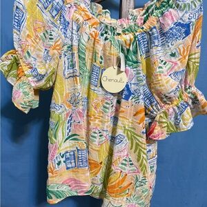Chenault Women's Colorful Tropical Print Blouse